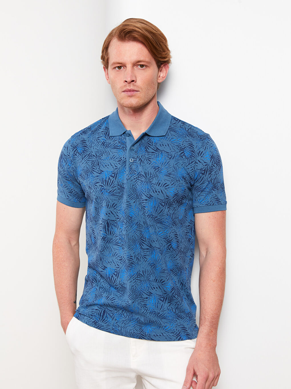LCWAIKIKI Classic Polo Neck Short Sleeve Patterned Men's T-Shirt -S2IJ12Z8-H8S