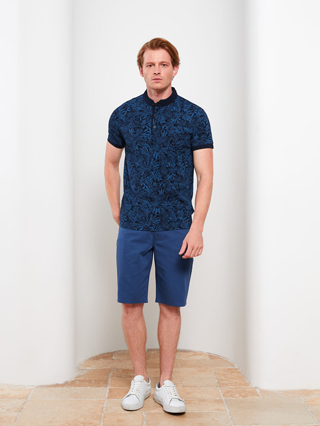 Tricou cu Guler de Judecător, Mânecă Scurtă, Cu Model, pentru Bărbați