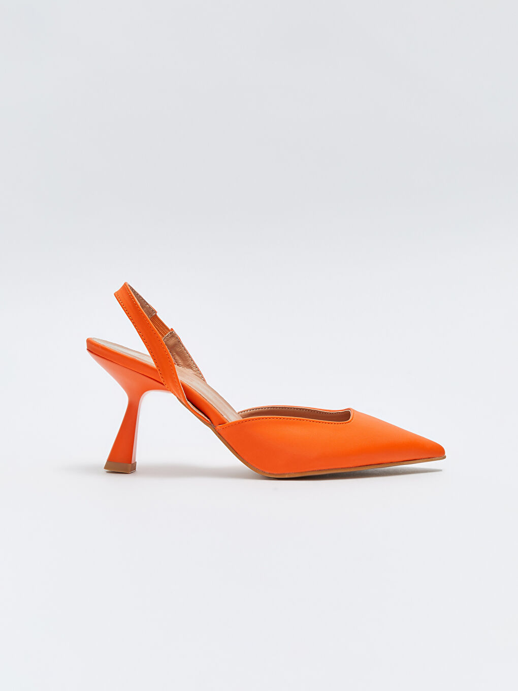 Turuncu Sivri Burun Kadın Topuklu Ayakkabı-1