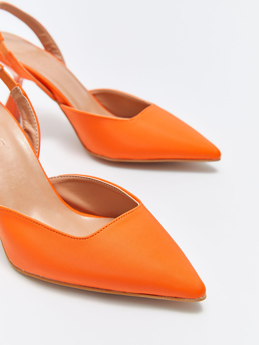 Turuncu Sivri Burun Kadın Topuklu Ayakkabı-3