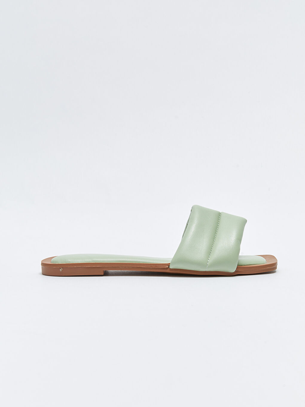 Yeşil Deri Görünümlü Tek Bantlı Kadın Terlik-1