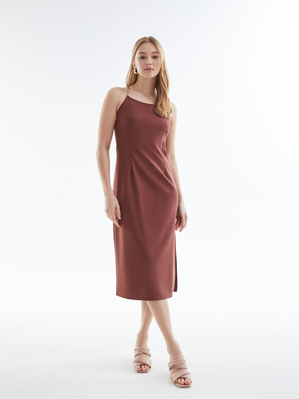 Çift Bantlı Kadın Topuklu Terlik-3