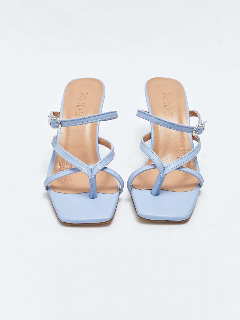 Mavi Çapraz Bantlı Parmak Arası Kadın Topuklu Terlik-2