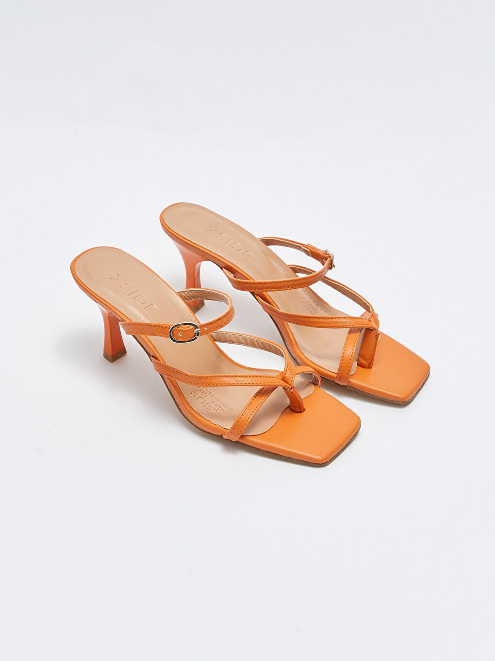 Turuncu Çapraz Bantlı Parmak Arası Kadın Topuklu Terlik