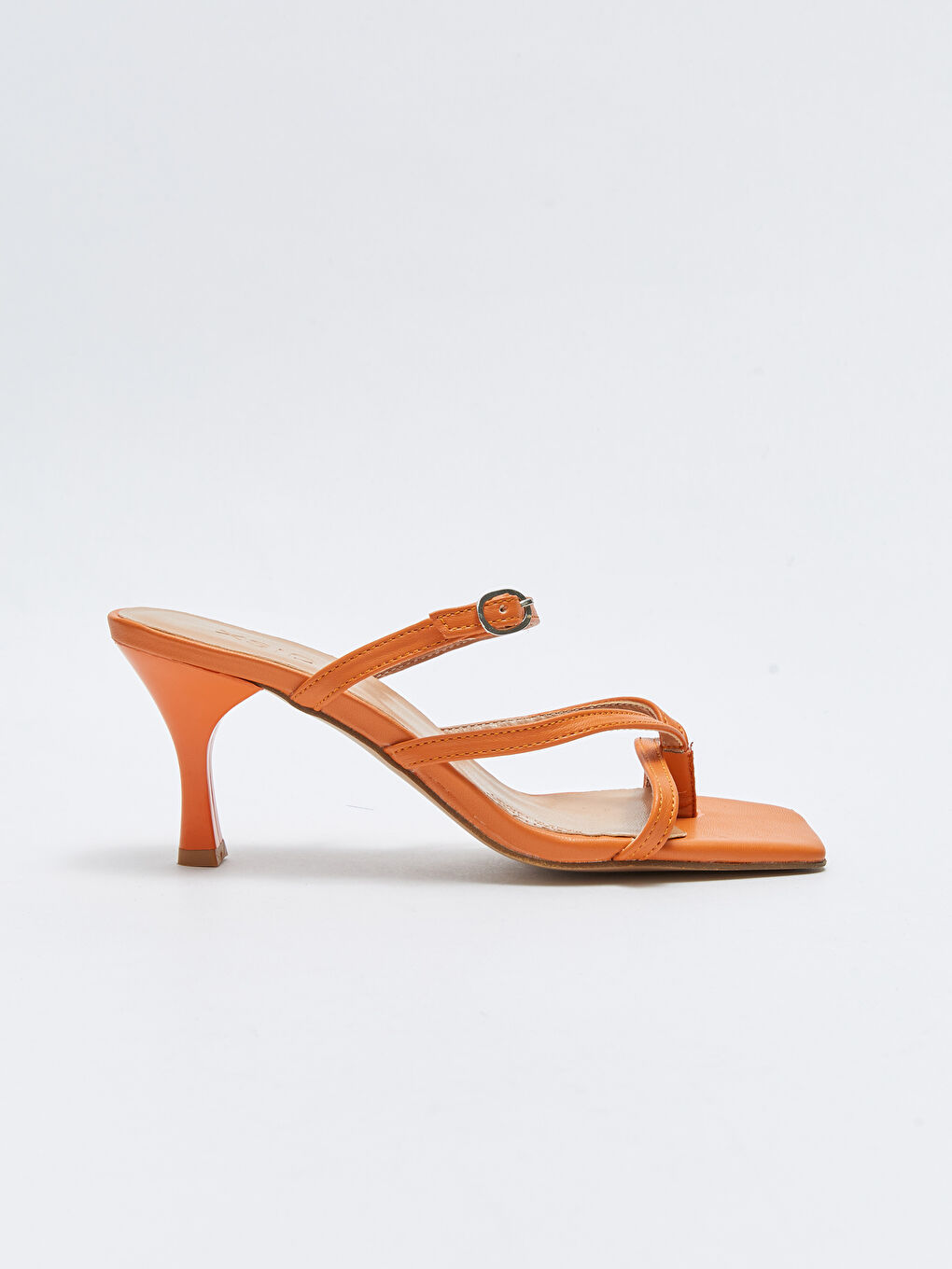 Turuncu Çapraz Bantlı Parmak Arası Kadın Topuklu Terlik-1
