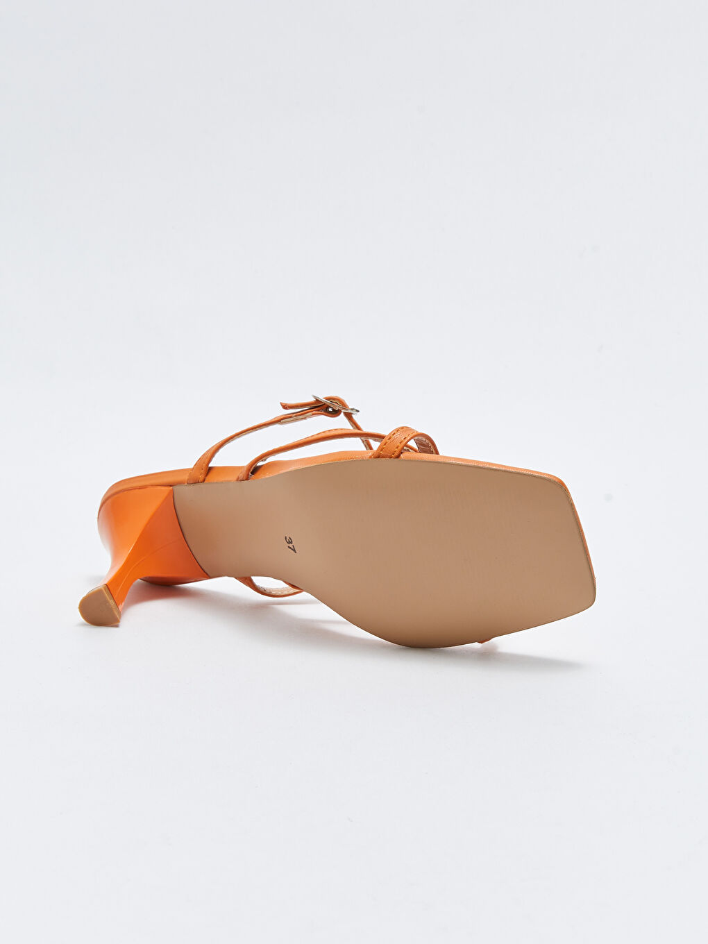 Turuncu Çapraz Bantlı Parmak Arası Kadın Topuklu Terlik-3