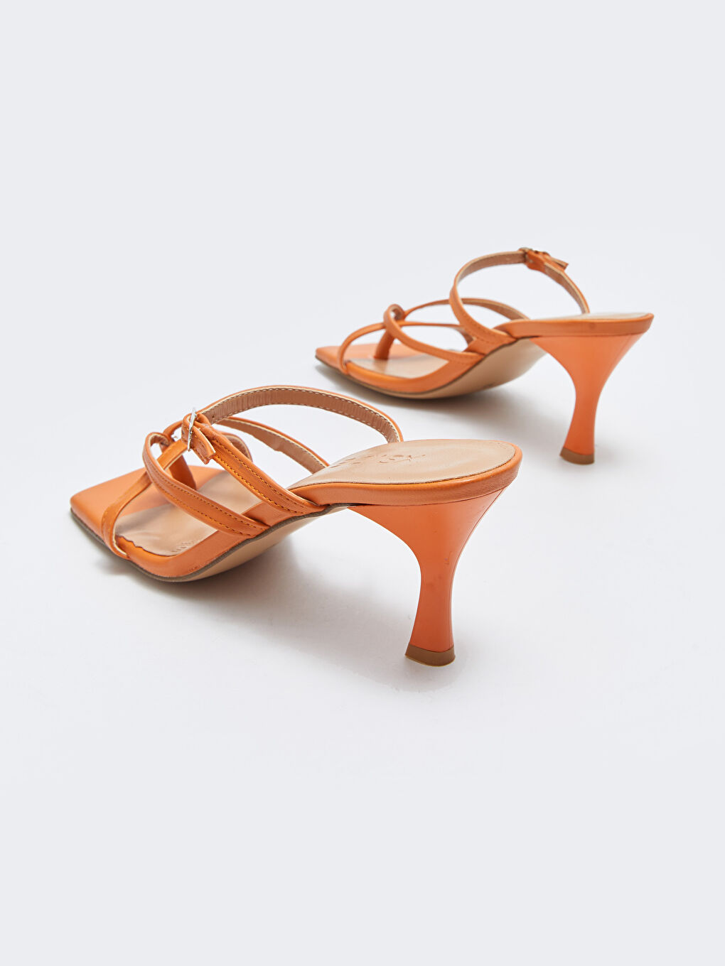 Turuncu Çapraz Bantlı Parmak Arası Kadın Topuklu Terlik-4
