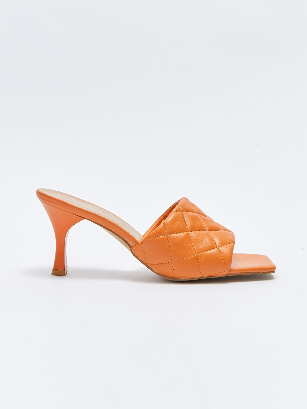Turuncu Tek Bantlı Kadın Topuklu Terlik-1
