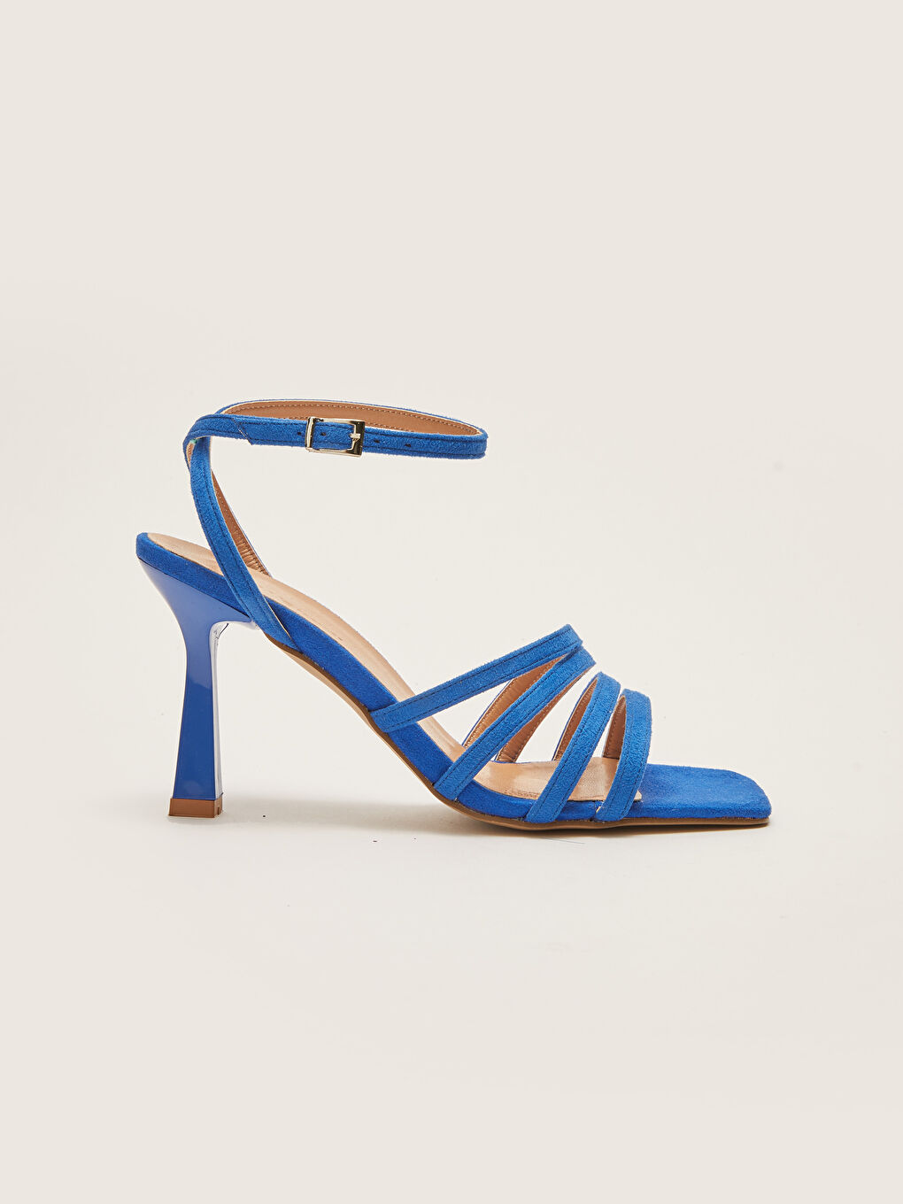 Mavi İnce Bant Detaylı Kadın Topuklu Ayakkabı-1