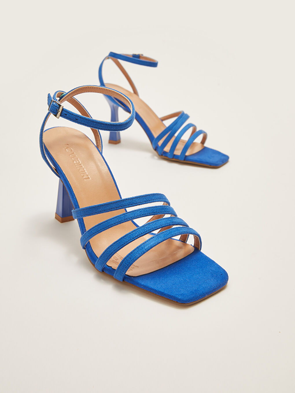 Mavi İnce Bant Detaylı Kadın Topuklu Ayakkabı-2