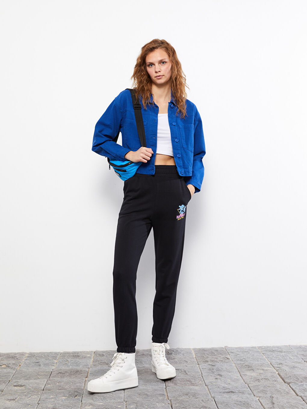 بنطال رياضي بطبعة بخصر مطاطي للسيدات