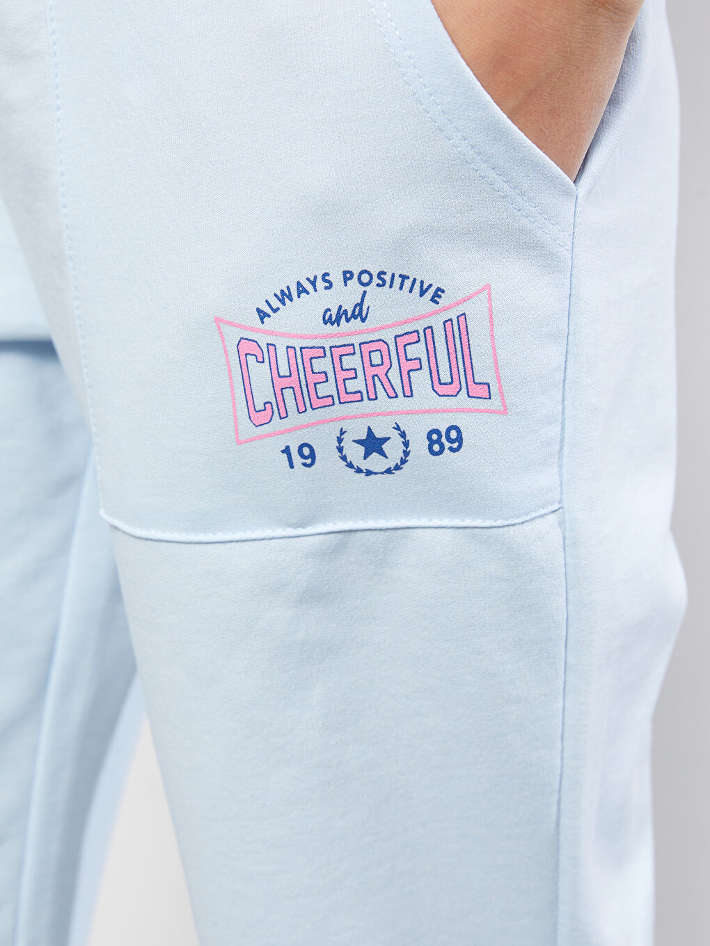 Mavi Beli Lastikli Baskılı Kadın Jogger Eşofman Altı-2