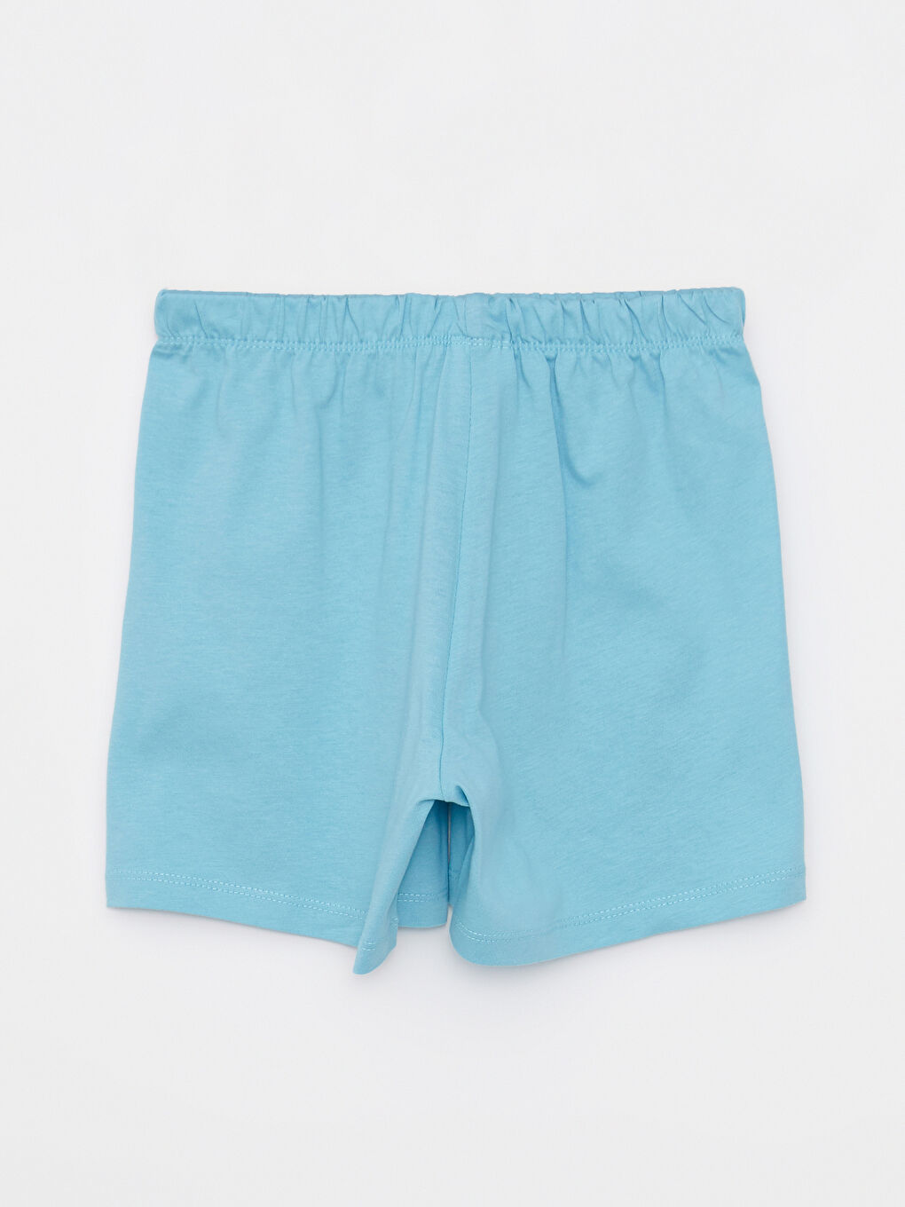 Mavi Bisiklet Yaka Baskılı Kısa Kollu Kız Çocuk Şortlu Pijama Takımı-7