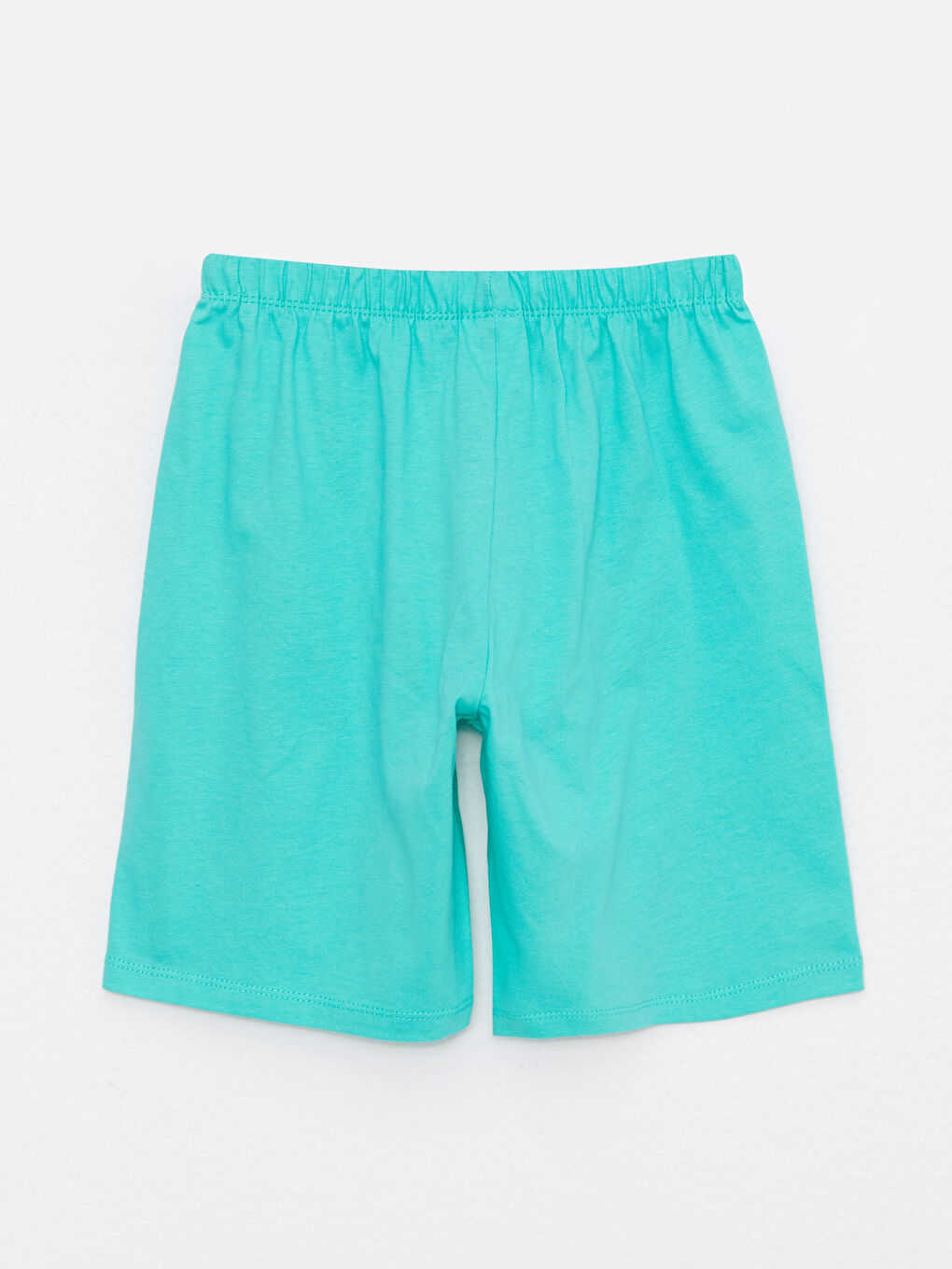 Turkuaz Bisiklet Yaka Baskılı Kısa Kollu Kız Çocuk Şortlu Pijama Takımı-7