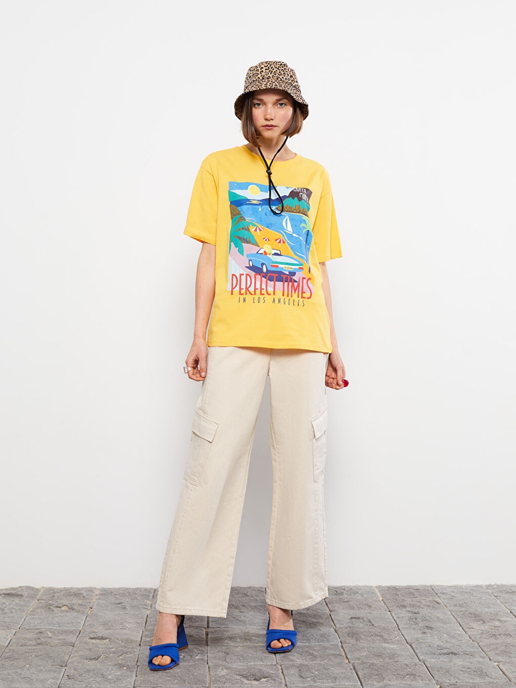 әйелдерге арналған принтті қысқа жең трикотаж футболка-2