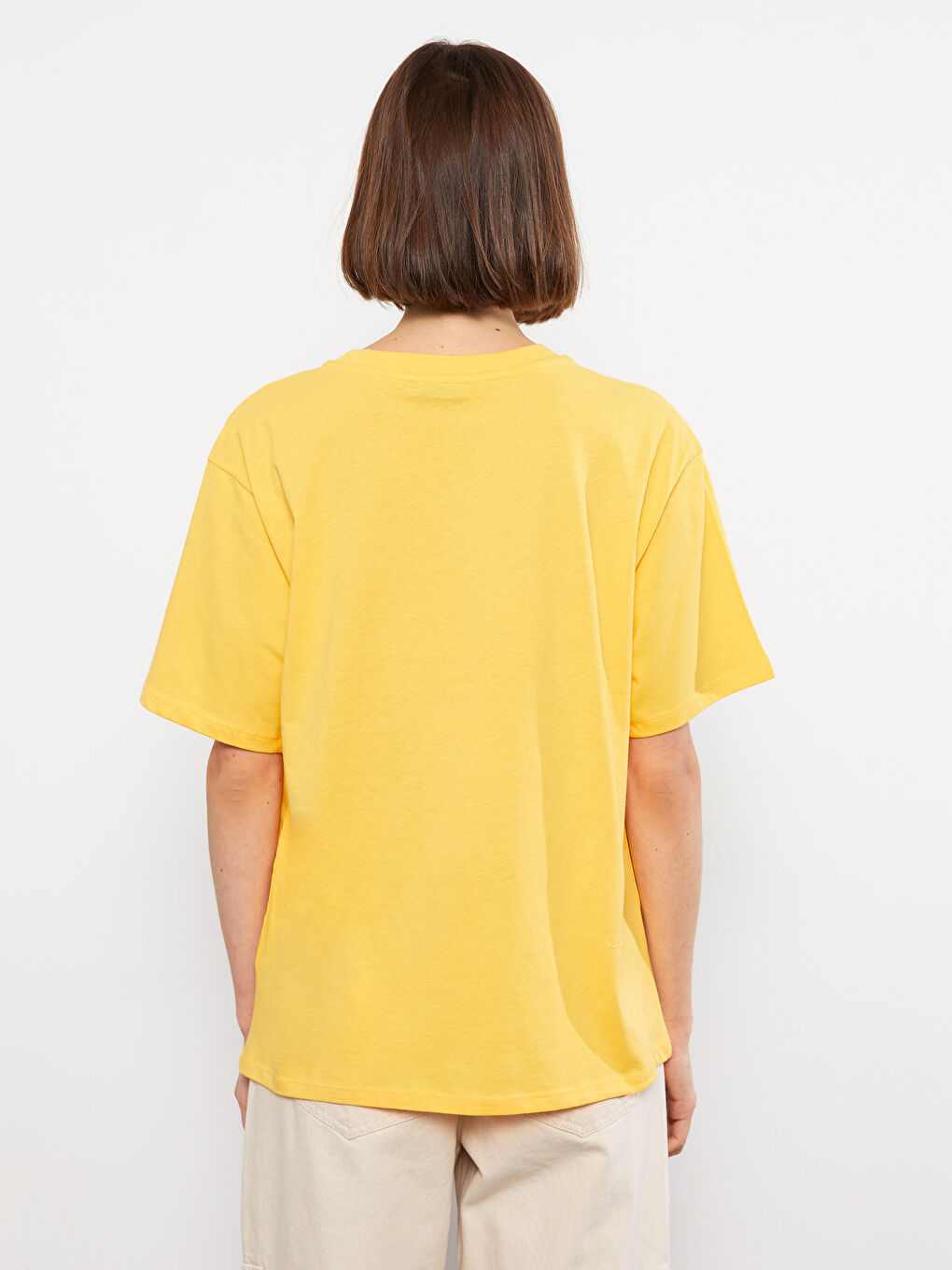 әйелдерге арналған принтті қысқа жең трикотаж футболка-4