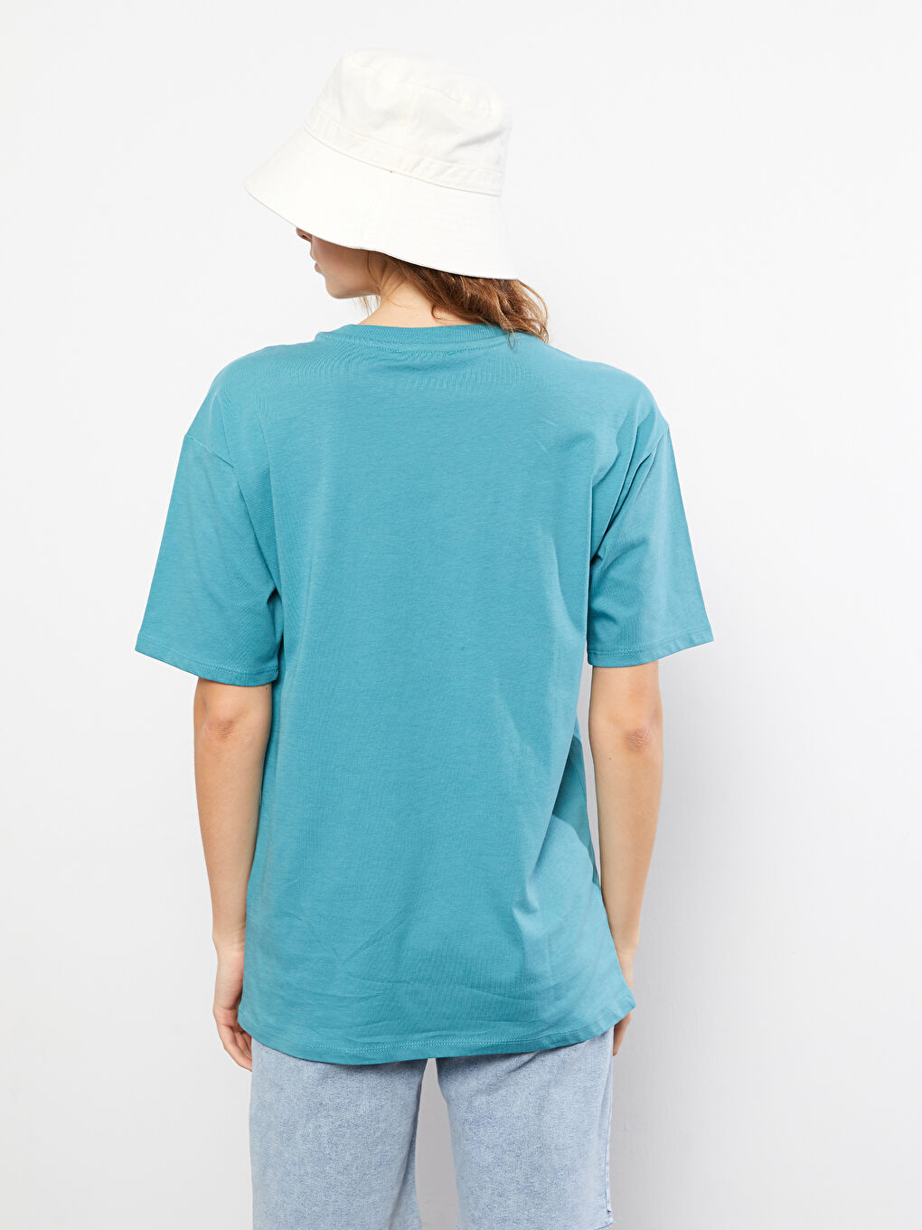 Crew Neck Printed Short Sleeve Cotton Women's T-shirt-4