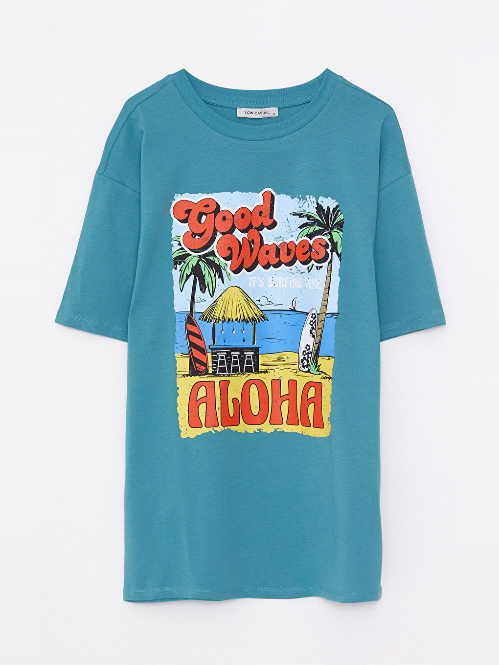 Crew Neck Printed Short Sleeve Cotton Women's T-shirt-5