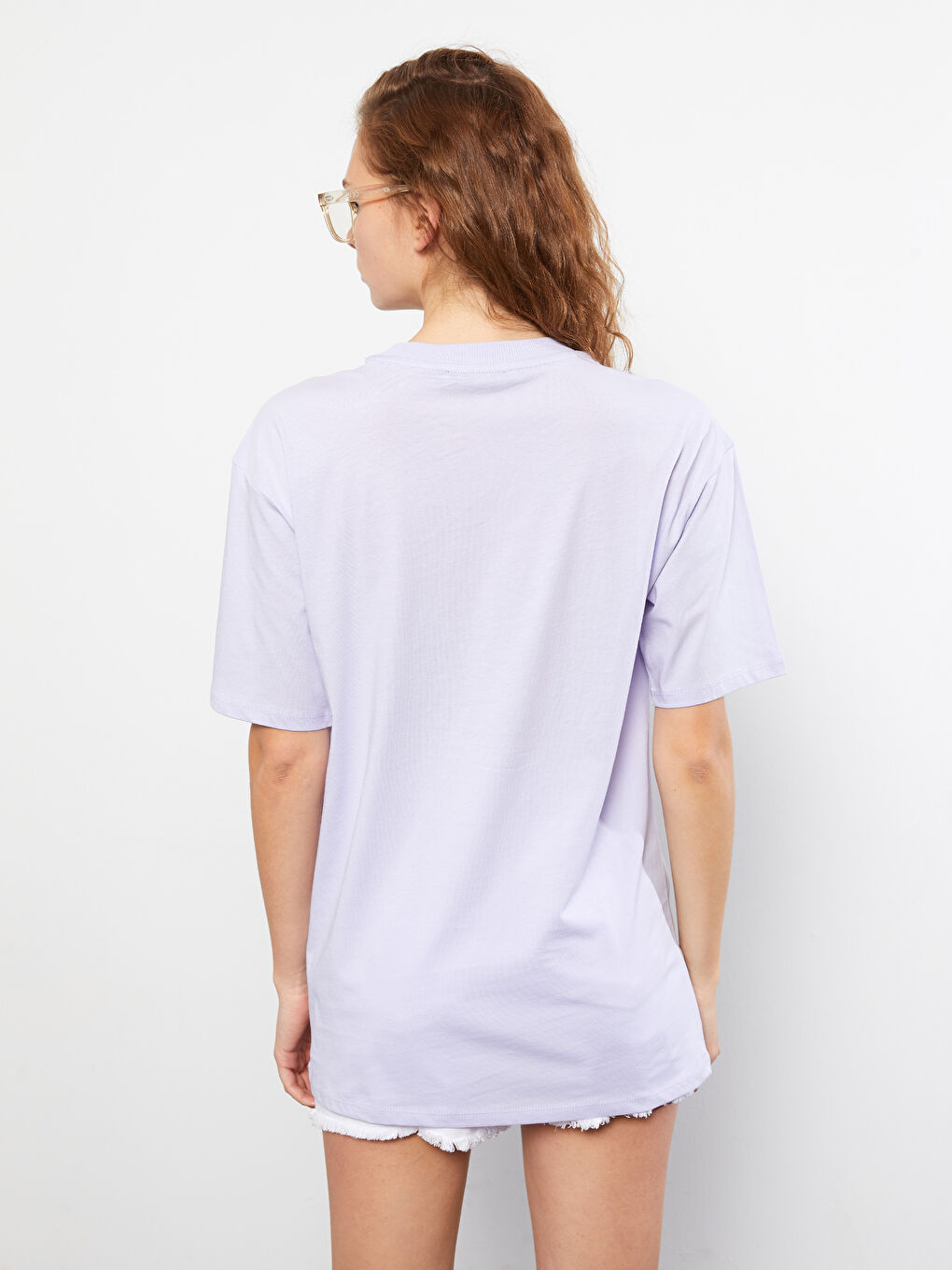 Crew Neck Printed Short Sleeve Cotton Women's T-shirt-4