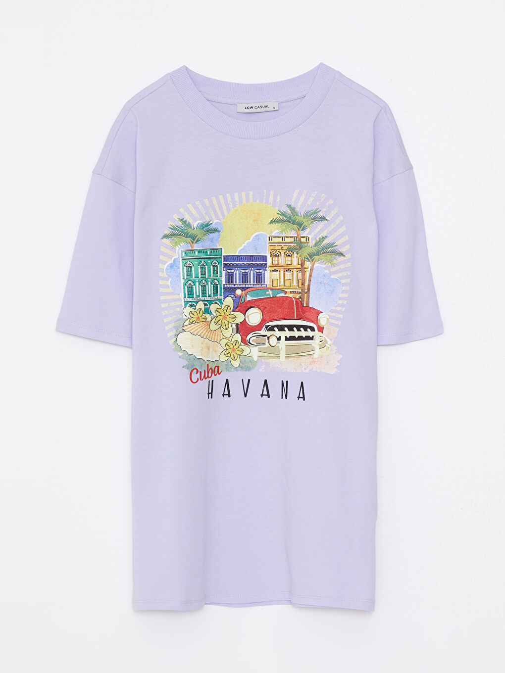 Crew Neck Printed Short Sleeve Cotton Women's T-shirt-5