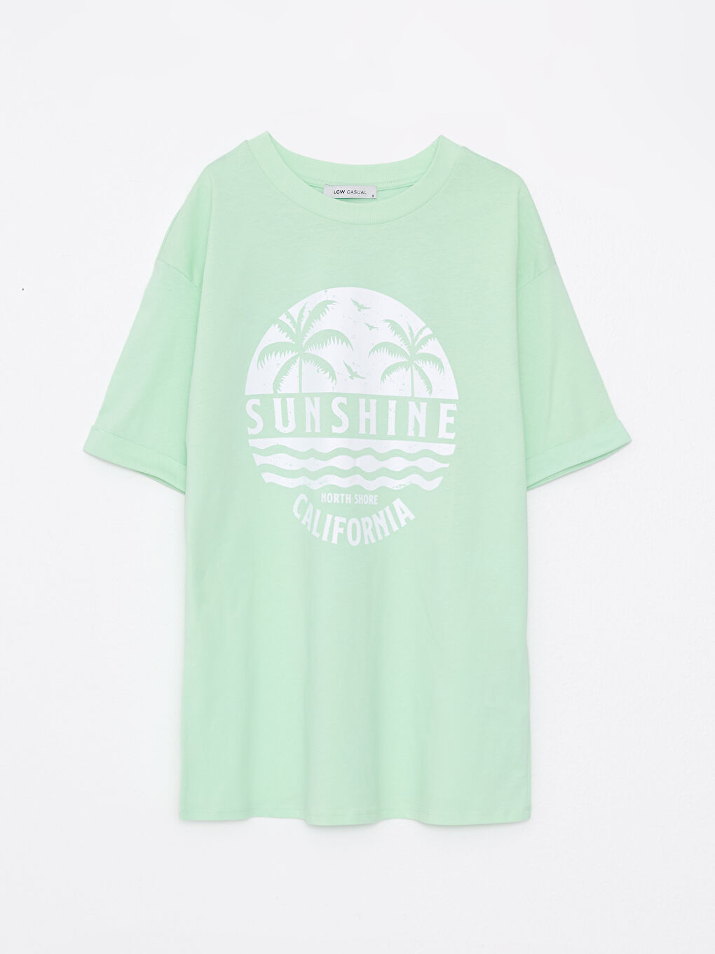 Crew Neck Printed Short Sleeve Cotton Women's T-shirt-4