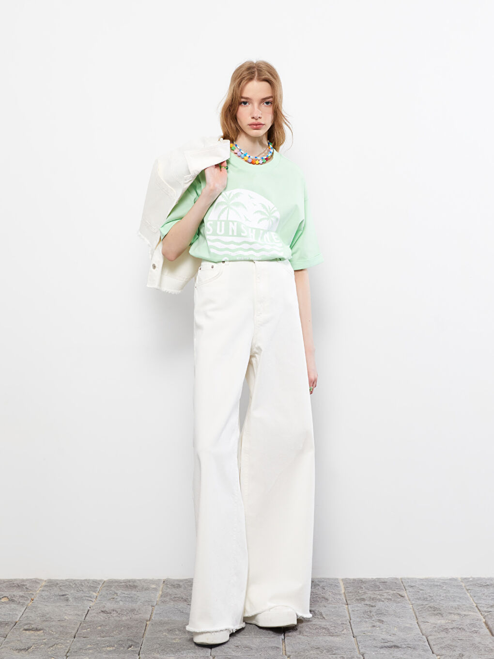 Crew Neck Printed Short Sleeve Cotton Women's T-shirt-1