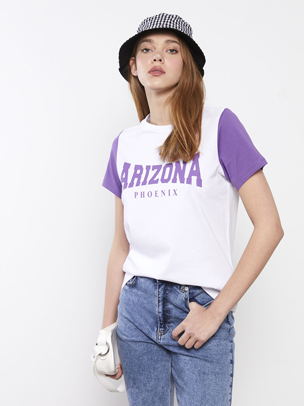 Crew Neck Printed Short Sleeve Cotton Women's T-shirt-1