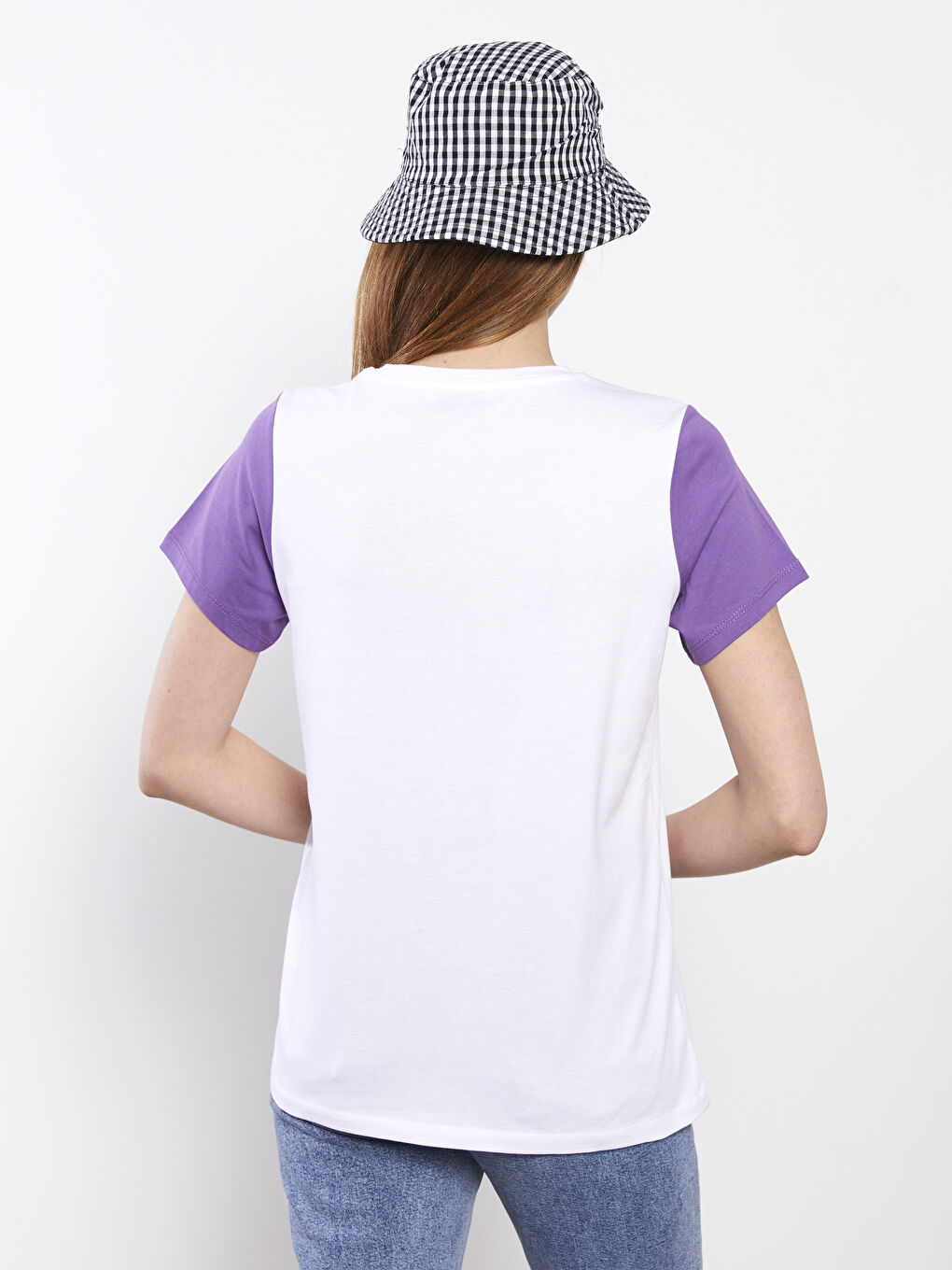 Crew Neck Printed Short Sleeve Cotton Women's T-shirt-3