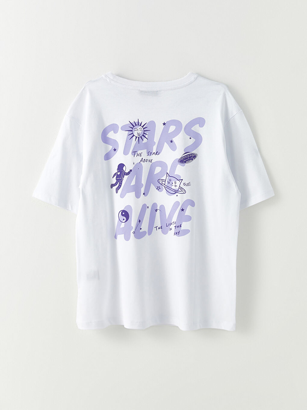 Crew Neck Patterned Short Sleeve Cotton Women's T-Shirt-7