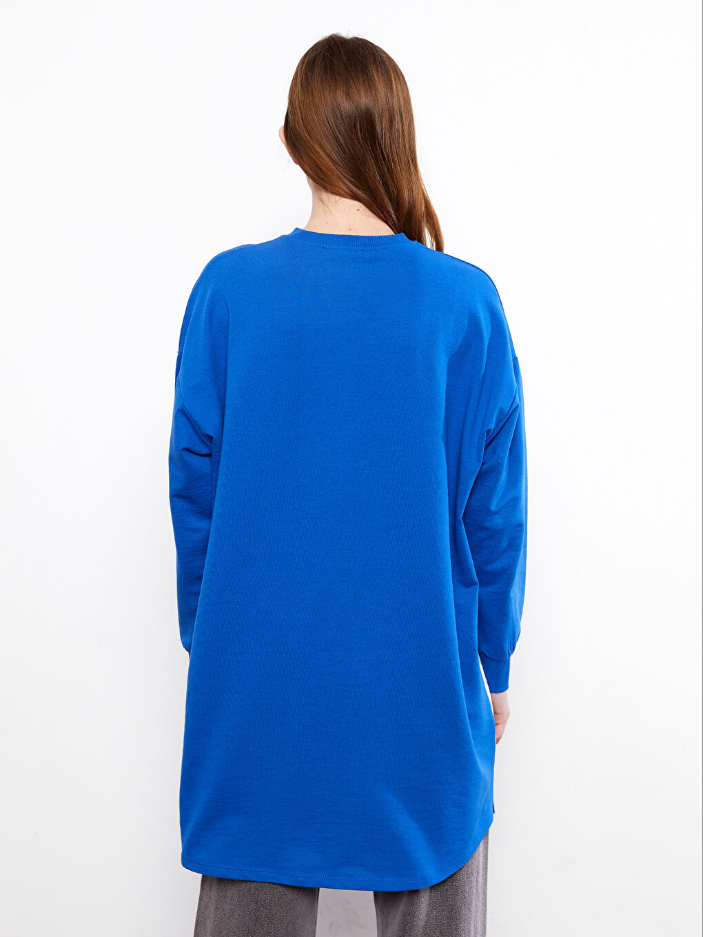 Crew Neck Long Sleeve Women's Sweatshirt Tunic with Color Block-4