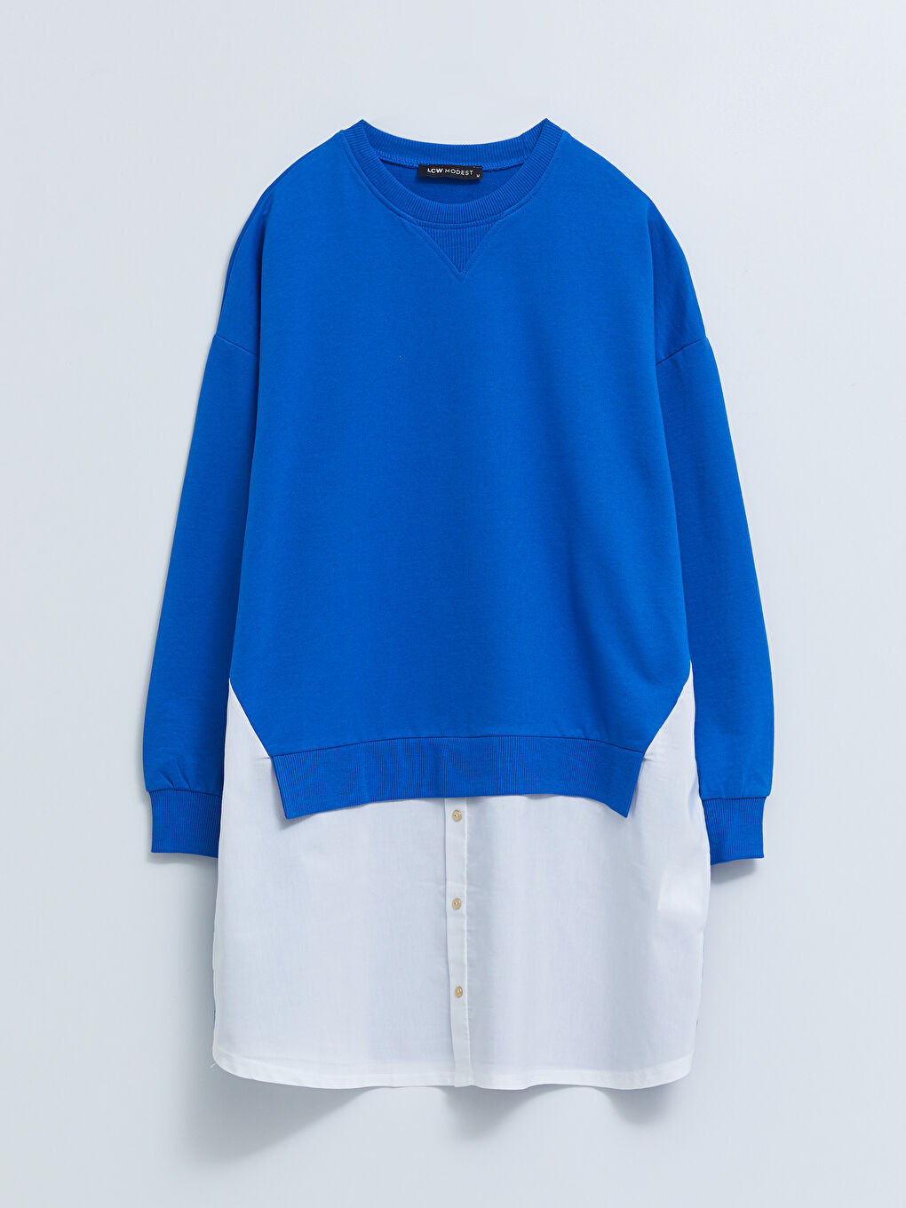 Crew Neck Long Sleeve Women's Sweatshirt Tunic with Color Block-5