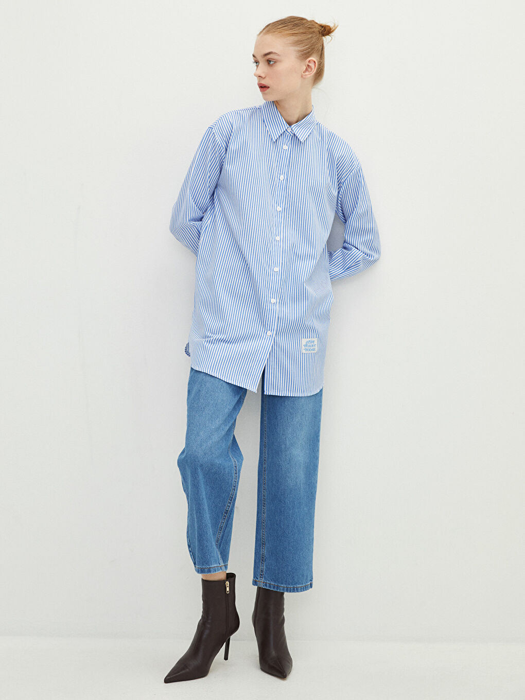 Tunică Cămașă Vărgată pentru Femei-2