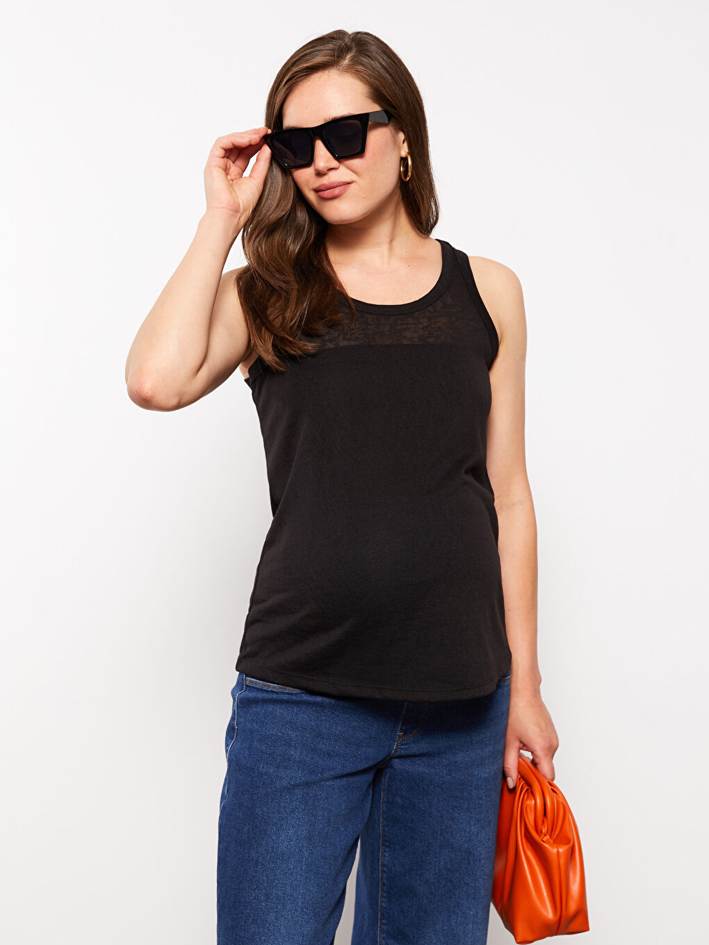 Maternity U Neck Plain Vest-1