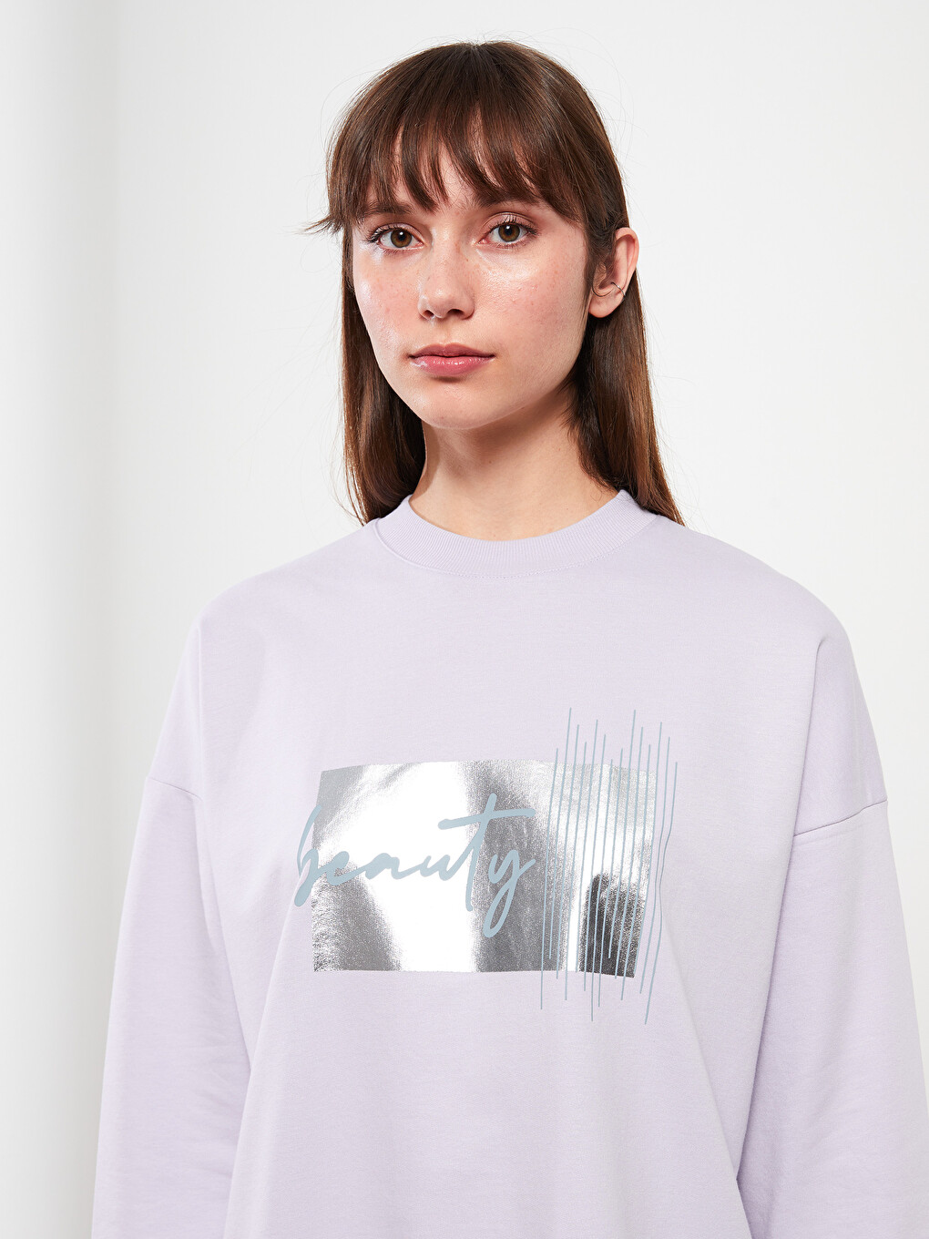 Crew Neck Printed Long Sleeve Women's Sweatshirt Tunic-2