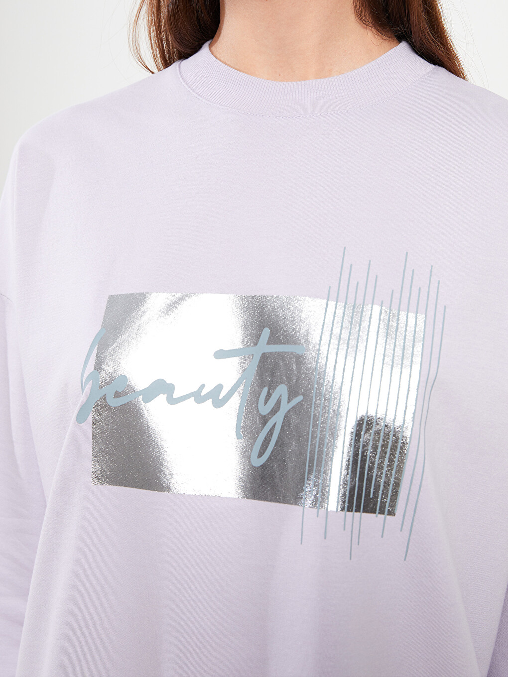 Crew Neck Printed Long Sleeve Women's Sweatshirt Tunic-3