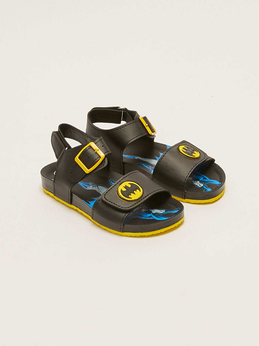 Siyah Batman Lisanslı Çift Bantlı Cırt Cırtlı Erkek Çocuk Sandalet
