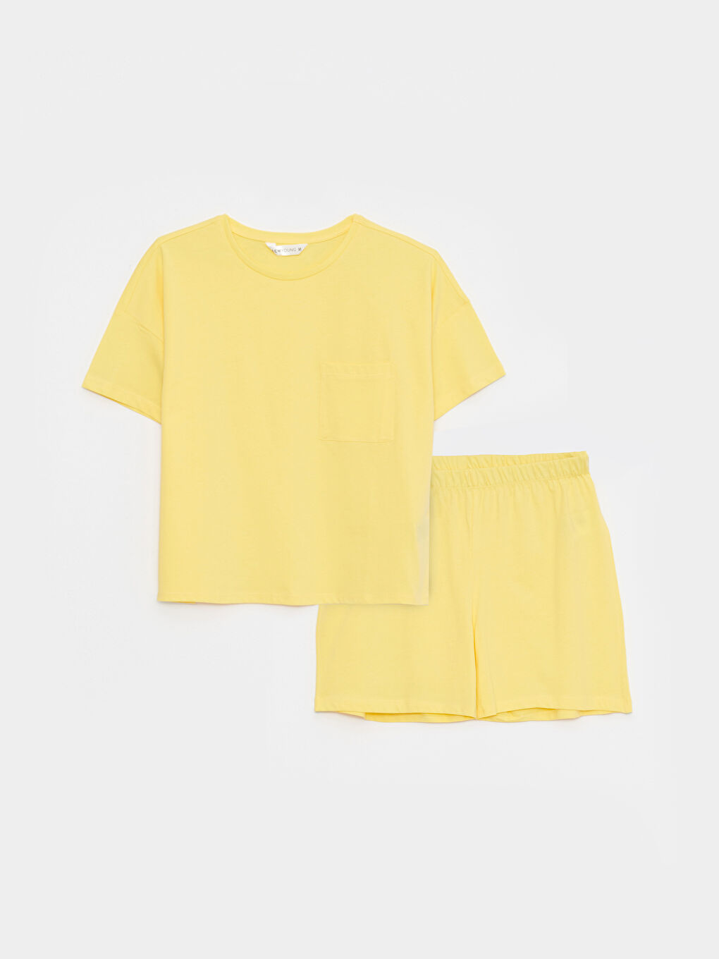 Ensemble de Pyjama en Coton à Col Rond, Coupe Droite, Manches Courtes pour Femmes-4