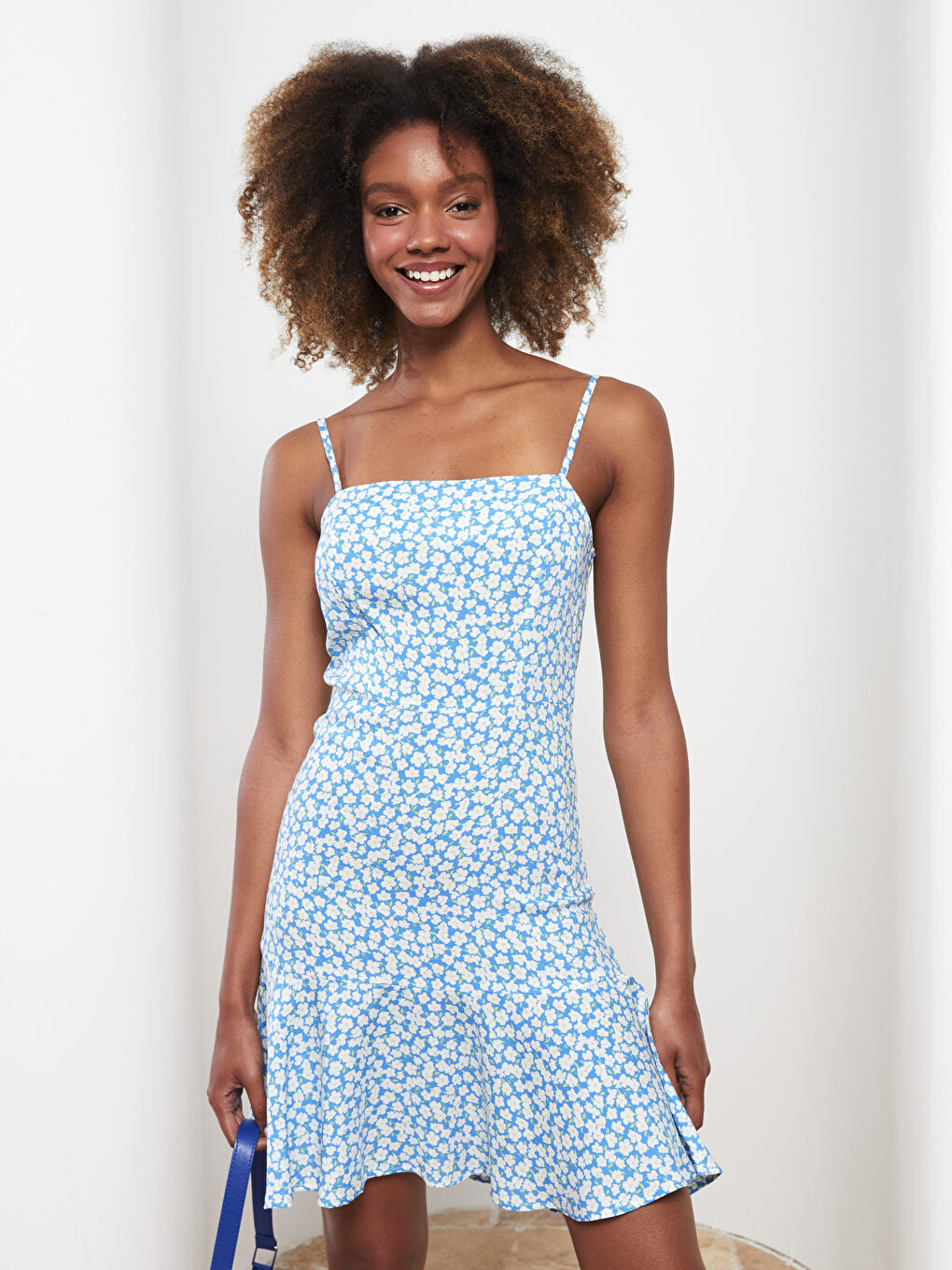 Square Collar Floral Strap Viscose Women's Dress -S2IK45Z8-LQQ