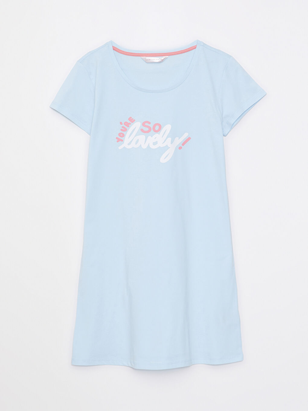 Mavi Bisiklet Yaka Baskılı Kısa Kollu Pamuklu Kadın Gecelik-5