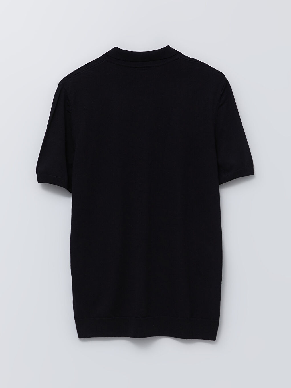 Siyah Polo Yaka Kısa Kollu Erkek Triko Kazak-6