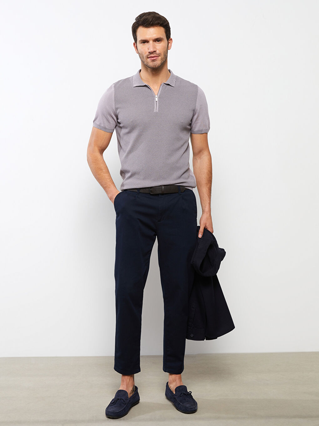 SOUTHBLUE Polo Neck Short Sleeve Men's Knitwear Sweater -S2IK74Z8-FZQ