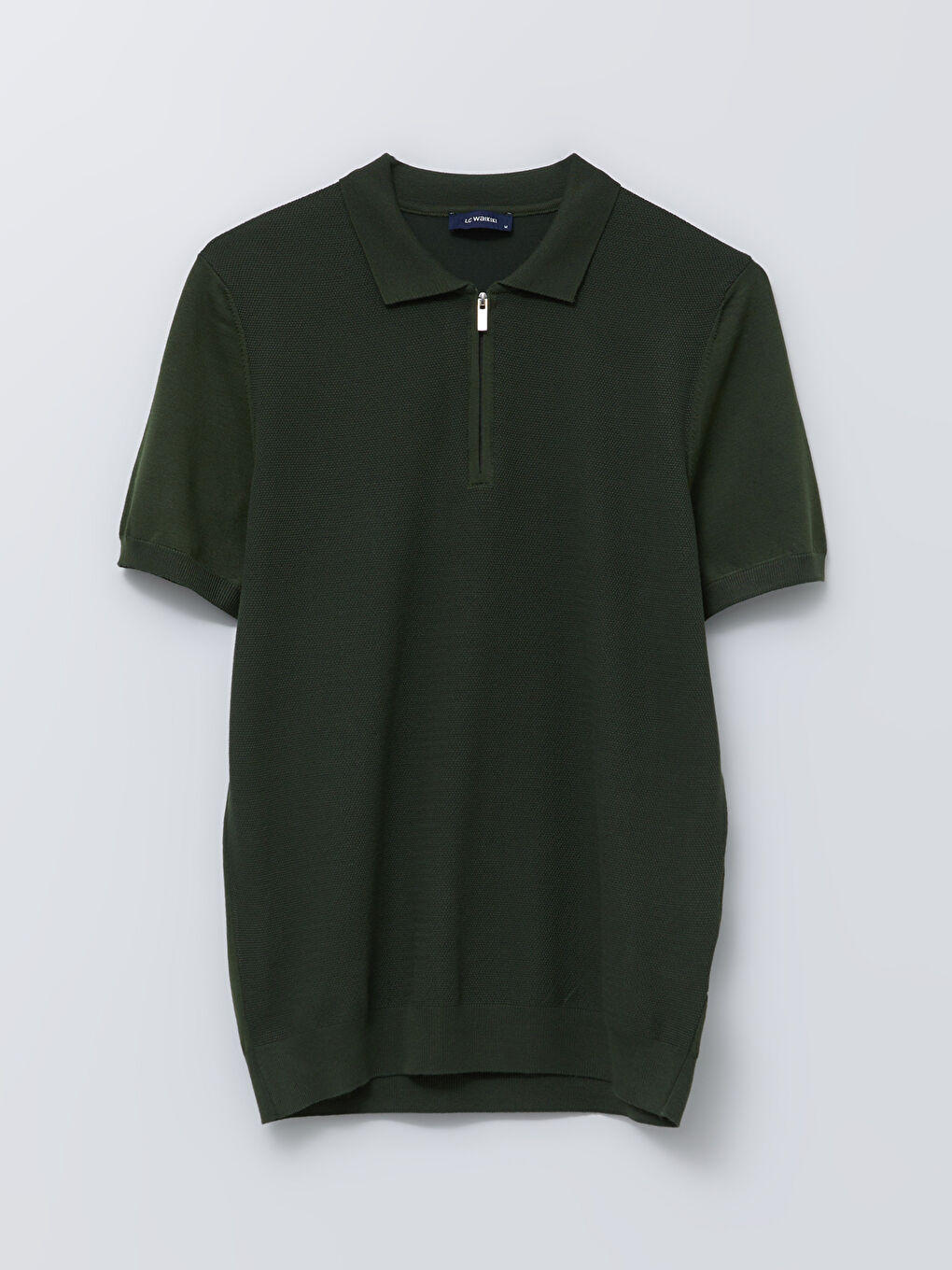 Yeşil Polo Yaka Kısa Kollu Erkek Triko Kazak-5