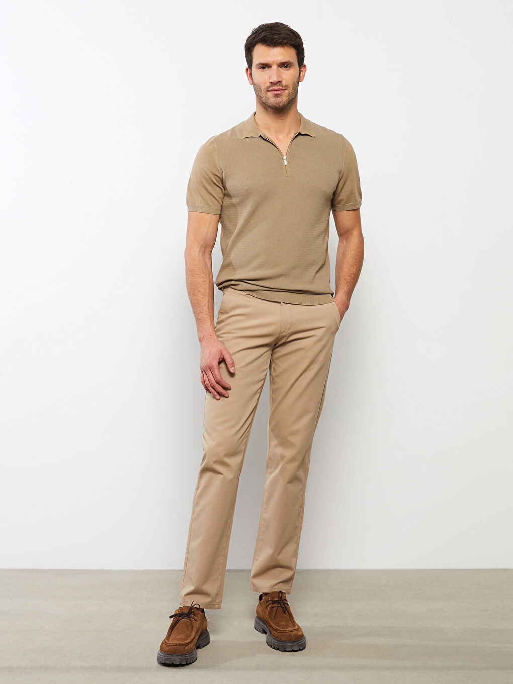 Polo Neck Short Sleeve Men's Tricot Sweater -S2IK74Z8-S9T