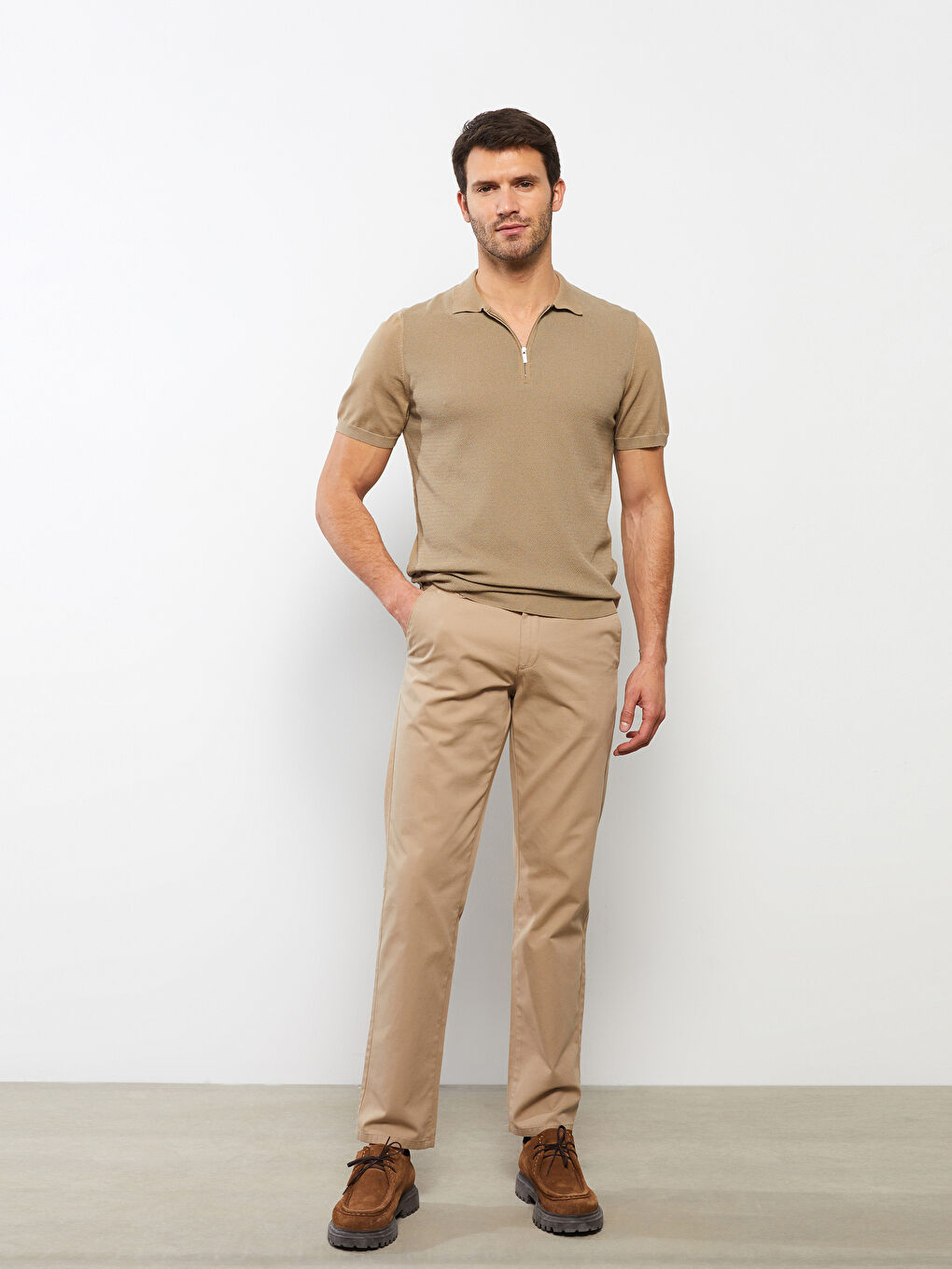 Polo Neck Short Sleeve Men's Tricot Sweater -S2IK74Z8-S9T