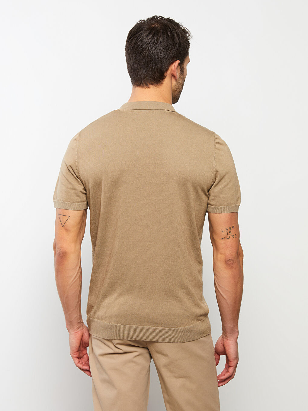 Polo Neck Short Sleeve Men's Tricot Sweater -S2IK74Z8-S9T