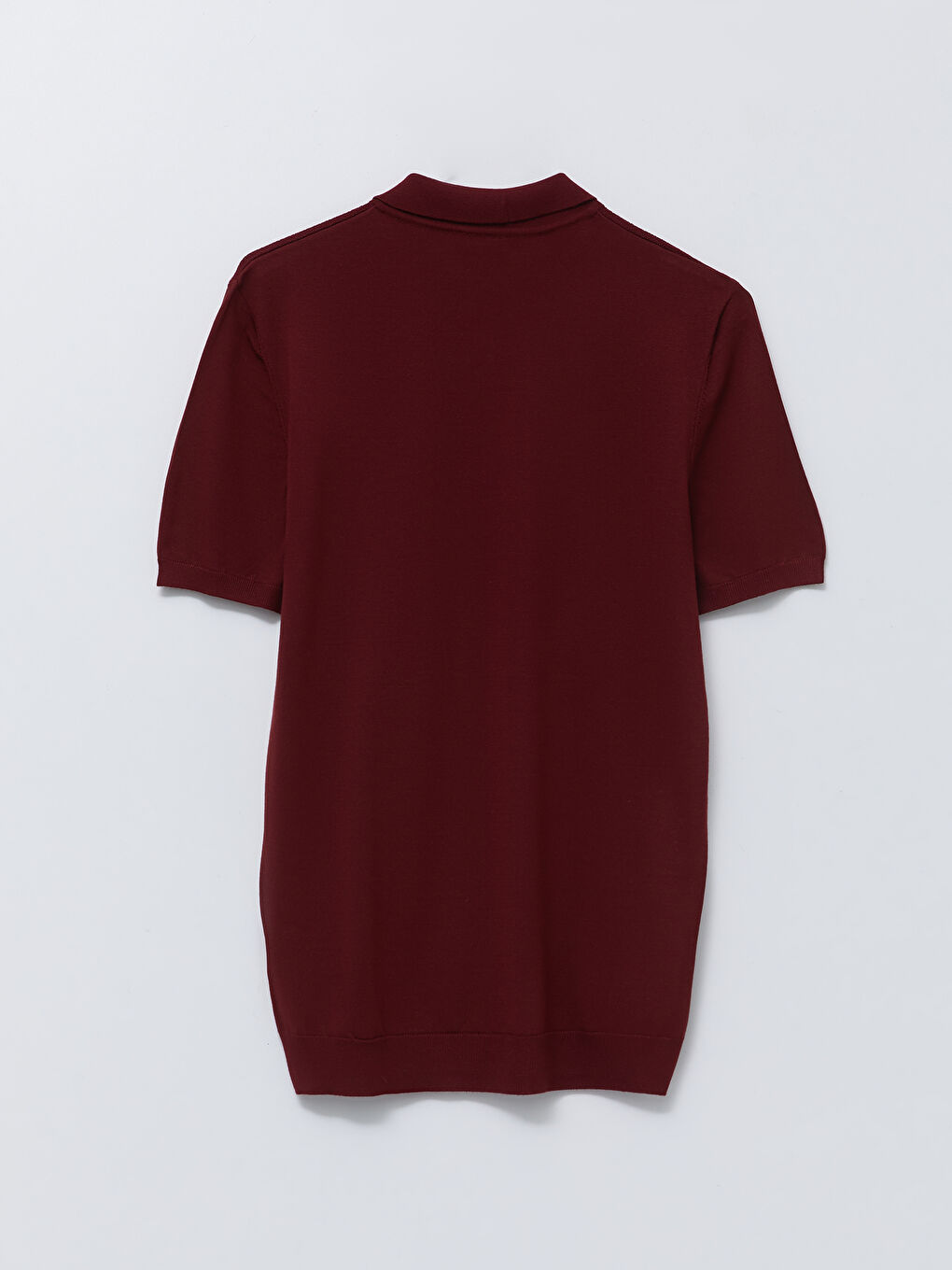 Bordo Polo Yaka Kısa Kollu Erkek Triko Kazak-6