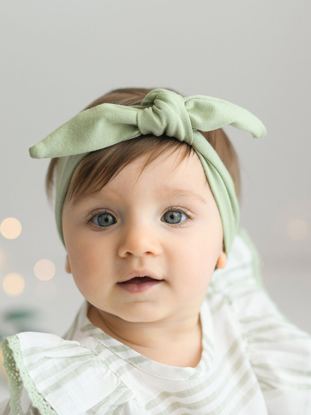 Yeşil Pamuklu Kız Bebek Saç Bandı 4'lü