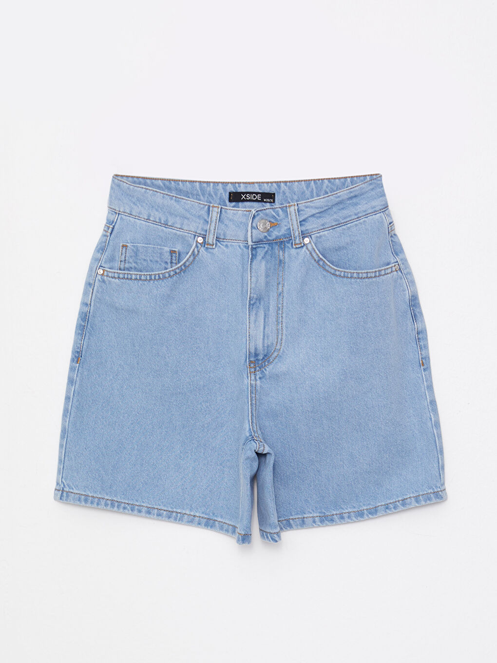 شورت جينز نسائي بقصة عادية وجيوب مستقيمة وتفاصيل-5