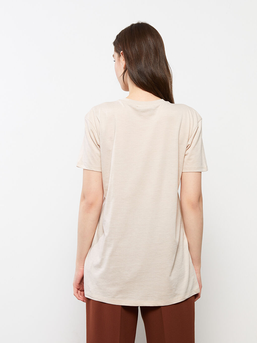 Crew Neck Printed Short Sleeve Women's Tunic-4