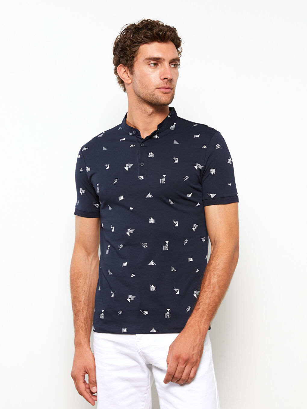 Grandad Collar Short Sleeve Jersey Men's T-Shirt-2